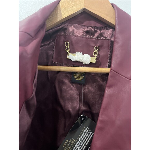 IMAN Faux Leather Jacket Gold Buttons Size Small New With Tags - Picture 2 of 4